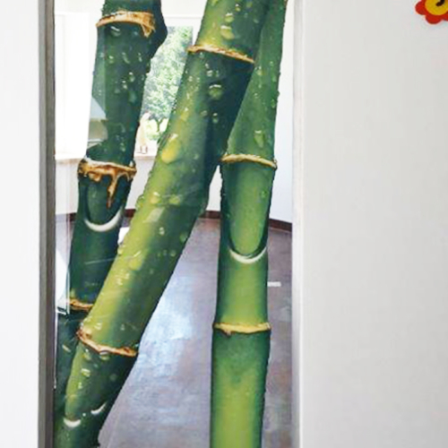 Festverglasung Digitaldruck Bambus auf Klarglas