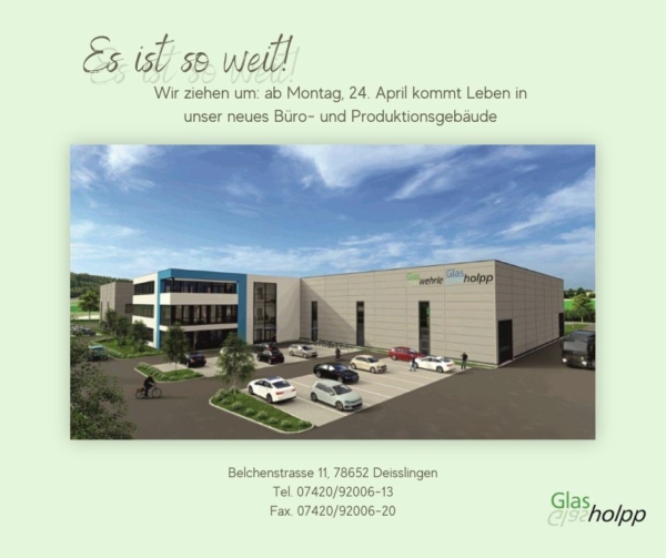 Wir ziehen um - unsere neue Adresse Belchenstr, 11, 78652 Deißlingen